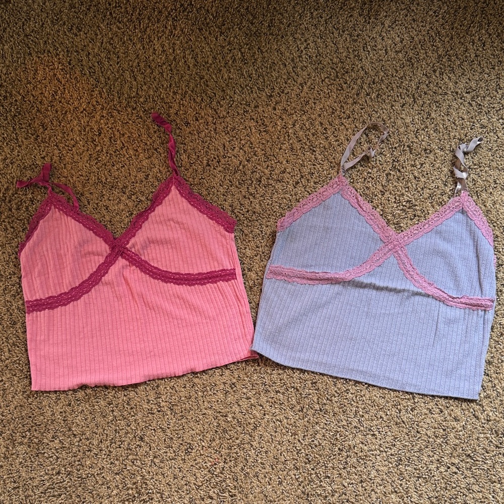 Wild Fable and SHEIN 3-piece bundle Ribbed Lace Trim Chemise - Pink and Gray